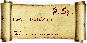 Hofer Szalóme névjegykártya